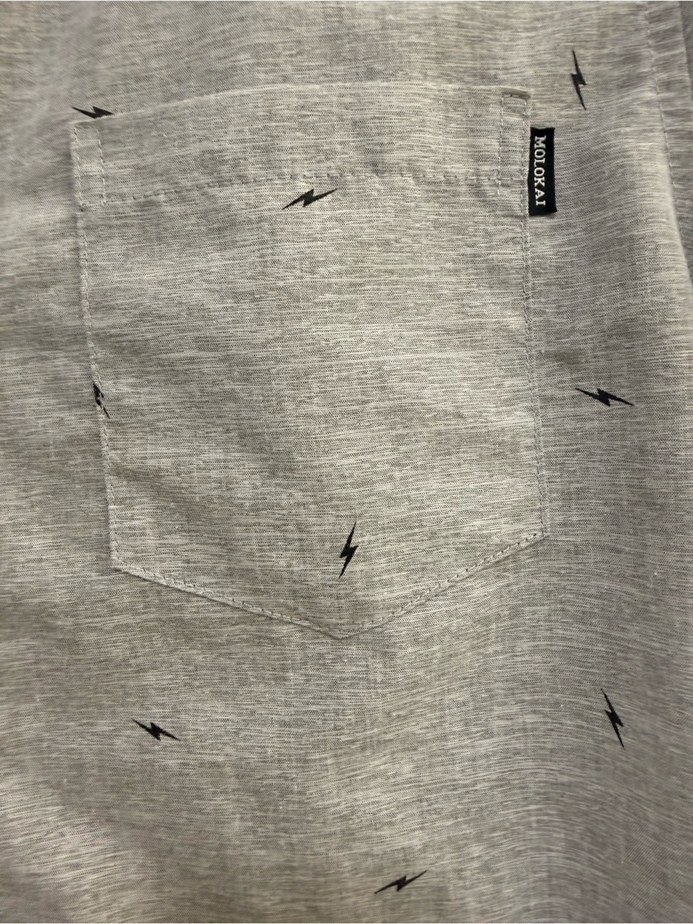 Molokai Surf Co. Short-Sleeve Gray Button-Up Shirt with Lightening Bolt Design - Picture 3 of 4